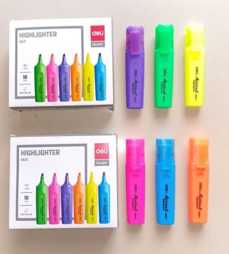 10 Lot de surligneurs "Deli" aux couleurs vives – Idéal pour l’étude et le bureau